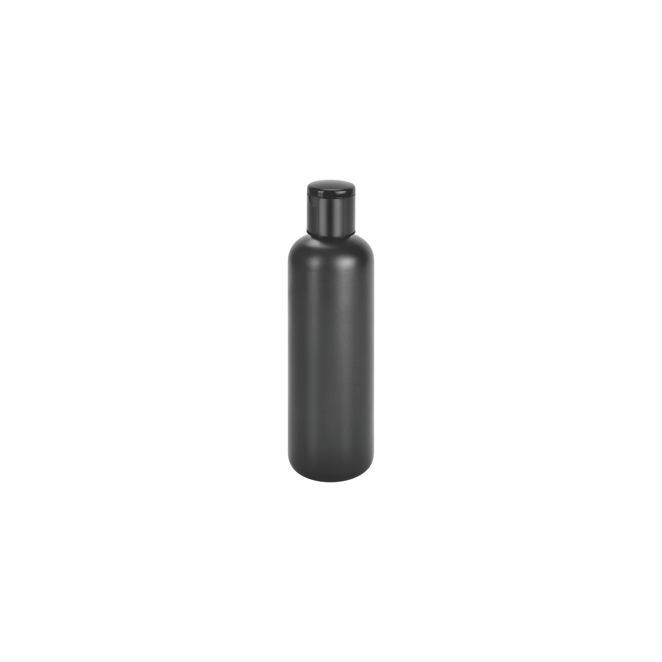 205ml black round hdpe bottle with flip top cap